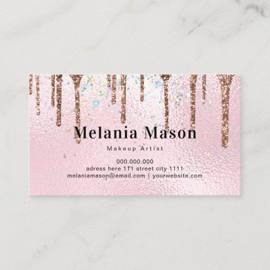 ホログラフィエレガントックグリッターアーティストの金ゴールド駆動 名刺 (裏面)