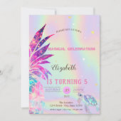 ホログラフィエレガントックグリッタータートルパイナップル 招待状 (正面)