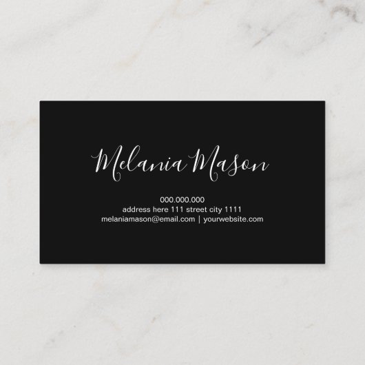 ホログラフィエレガントックグリッターネイルアーティストブラック 名刺 (裏面)