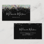 ホログラフィエレガントックグリッターネイルアーティストブラック 名刺 (正面/裏面)