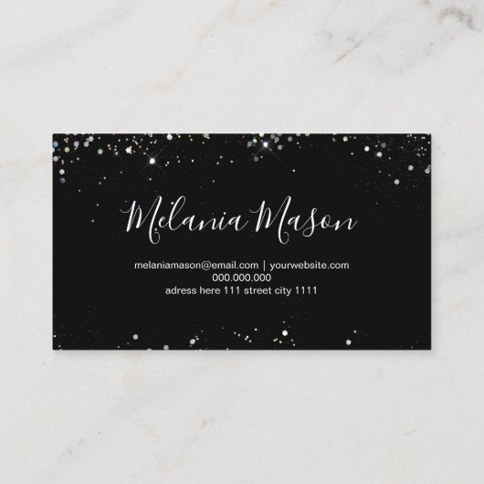 ホログラフィエレガントックグリッターネイルアーティストブラック 名刺 (裏面)