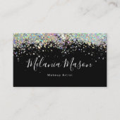 ホログラフィエレガントックグリッターネイルアーティストブラック 名刺 (正面)