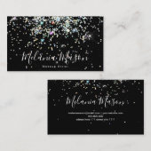 ホログラフィエレガントックグリッターネイルアーティストブラック 名刺 (正面/裏面)