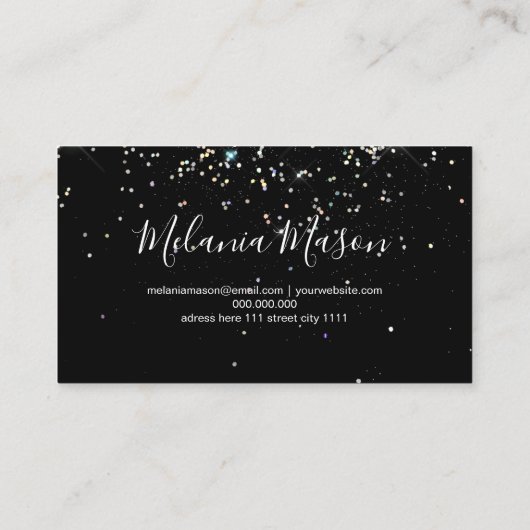 ホログラフィエレガントックグリッターネイルアーティストブラック 名刺 (裏面)