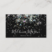 ホログラフィエレガントックグリッターネイルアーティストブラック 名刺 (正面)