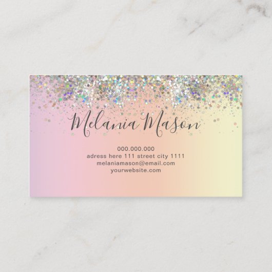 ホログラフィエレガントックグリッターネイルアーティスト美しい 名刺 (裏面)