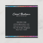 ホログラフィエレガントックグリッターフレーム美容師 スクエア名刺 (正面)