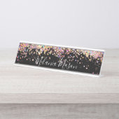 ホログラフィエレガントックグリッターブラック デスクネームプレート (正面)