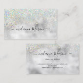 ホログラフィエレガントックグリッターメイクアップアーティストシルバー 名刺 (正面/裏面)