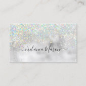 ホログラフィエレガントックグリッターメイクアップアーティストシルバー 名刺 (正面)