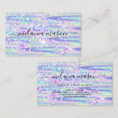 ホログラフィエレガントックグリッターメイクアップアーティストパープル 名刺 (正面/裏面)