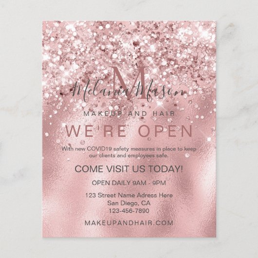 ホログラフィエレガントックグリッターメイクアップアーティストピンク チラシ (正面)