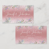 ホログラフィエレガントックグリッターメイクアップアーティストピンク 名刺 (正面/裏面)