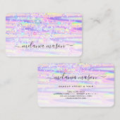 ホログラフィエレガントックグリッターメイクアップアーティストピンク 名刺 (正面/裏面)