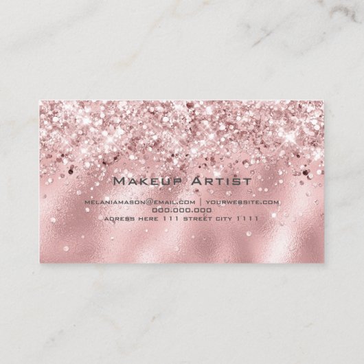 ホログラフィエレガントックグリッターメイクアップアーティストピンク 名刺 (裏面)