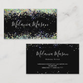 ホログラフィエレガントックグリッターメイクアップアーティストブラックブー 名刺 (正面/裏面)