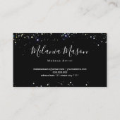 ホログラフィエレガントックグリッターメイクアップアーティストブラックブー 名刺 (裏面)