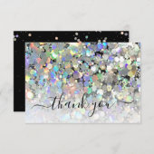 ホログラフィエレガントックグリッターメイクアップアーティストブラック サンキューカード (正面/裏面)