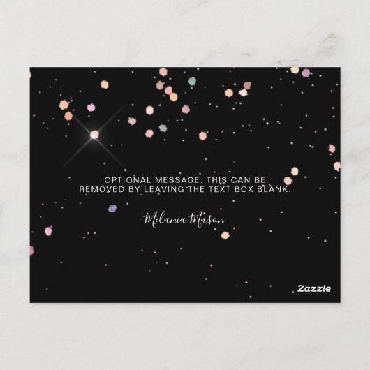 ホログラフィエレガントックグリッターメイクアップアーティストブラック ポストカード (裏面)