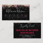 ホログラフィエレガントックグリッターメイクアップアーティストブラック ロイヤリティカード (正面/裏面)