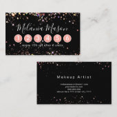 ホログラフィエレガントックグリッターメイクアップアーティストブラック ロイヤリティカード (正面/裏面)