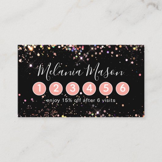 ホログラフィエレガントックグリッターメイクアップアーティストブラック ロイヤリティカード (正面)