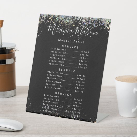 ホログラフィエレガントックグリッターメイクアップアーティストブラック 台座サイン (インサイチュ)