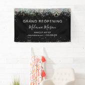 ホログラフィエレガントックグリッターメイクアップアーティストブラック 横断幕 (インサイチュ)