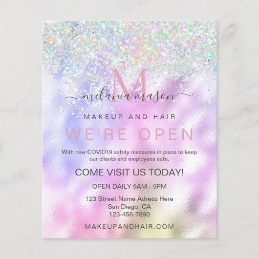 ホログラフィエレガントックグリッターメイクアップアーティストメタリック チラシ (正面)