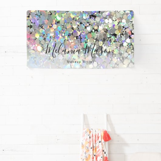 ホログラフィエレガントックグリッターメイクアップアーティストモダン 横断幕 (インサイチュ)