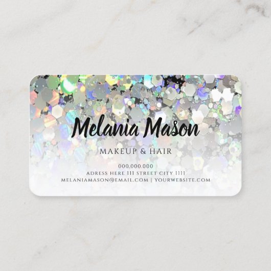 ホログラフィエレガントックグリッターメイクアップアーティストユニーク 名刺 (裏面)