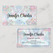 ホログラフィエレガントックグリッターメイクアップアーティスト 名刺 (正面/裏面)
