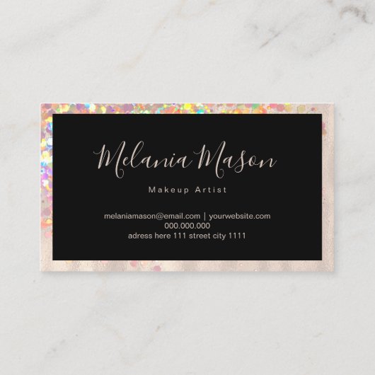 ホログラフィエレガントックグリッターメイクアップアーティスト 名刺 (裏面)