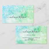 ホログラフィエレガントックグリッターメイクアップアーティストSilver B 名刺 (正面/裏面)