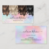 ホログラフィエレガントックグリッター美容師カラフル 名刺 (正面/裏面)