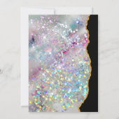 ホログラフィエレガントックグリッター輝くアゲートブラック 招待状 (裏面)