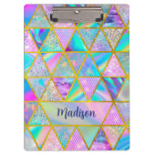 ホログラフィエレガントックトレンディーフェイク金ゴールド幾何学的 クリップボード (正面)