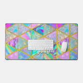 ホログラフィエレガントックトレンディーフェイク金ゴールド幾何学的 デスクマット (キーボード&マウス)