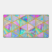 ホログラフィエレガントックトレンディーフェイク金ゴールド幾何学的 デスクマット (正面)