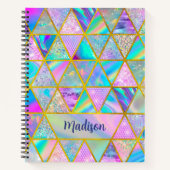 ホログラフィエレガントックトレンディーフェイク金ゴールド幾何学的 ノートブック (正面)