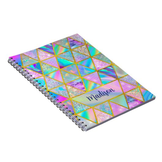 ホログラフィエレガントックトレンディーフェイク金ゴールド幾何学的 ノートブック (右側)