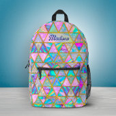 ホログラフィエレガントックトレンディーフェイク金ゴールド幾何学的 プリントバックパック