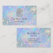 ホログラフィエレガントックフェイク虹グリッターカップケーキ 名刺 (正面/裏面)