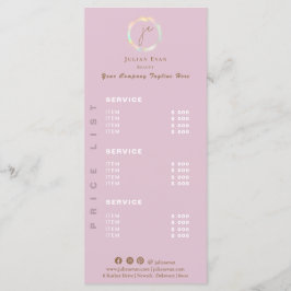 ホログラフィエレガントックモノグラムピンクの価格表 メニュー