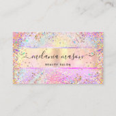 ホログラフィエレガントックユニコーン紙吹雪グリッター金ゴールド 名刺 (正面)