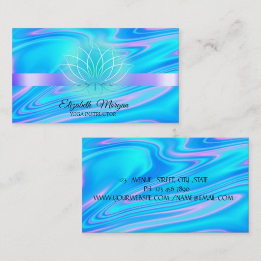 ホログラフィエレガントックロータスヨガインストラクター 名刺 (正面/裏面)