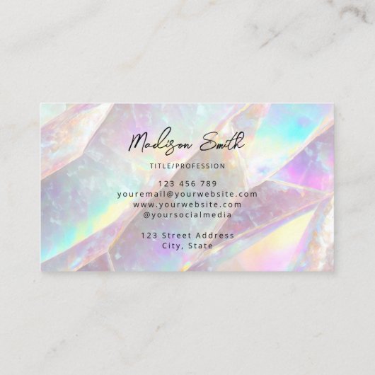 ホログラフィエレガントック光宝石 名刺 (裏面)