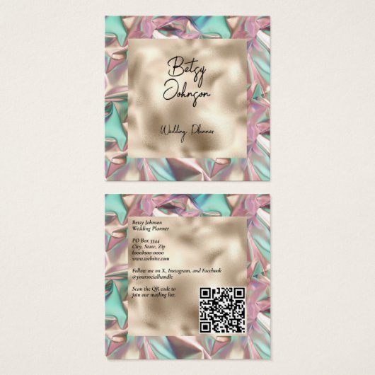 ホログラフィエレガントック及びパール箔の名刺 (正面&裏面)