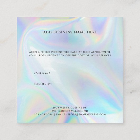 ホログラフィエレガントック業務スクリプト 紹介カード (裏面)