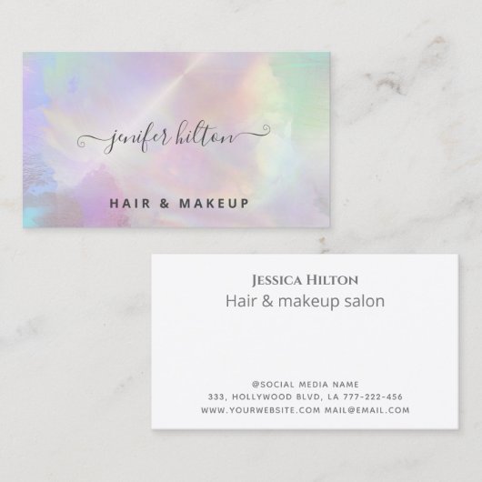 ホログラフィエレガントック水彩画抽象芸術事業c 名刺 (正面/裏面)